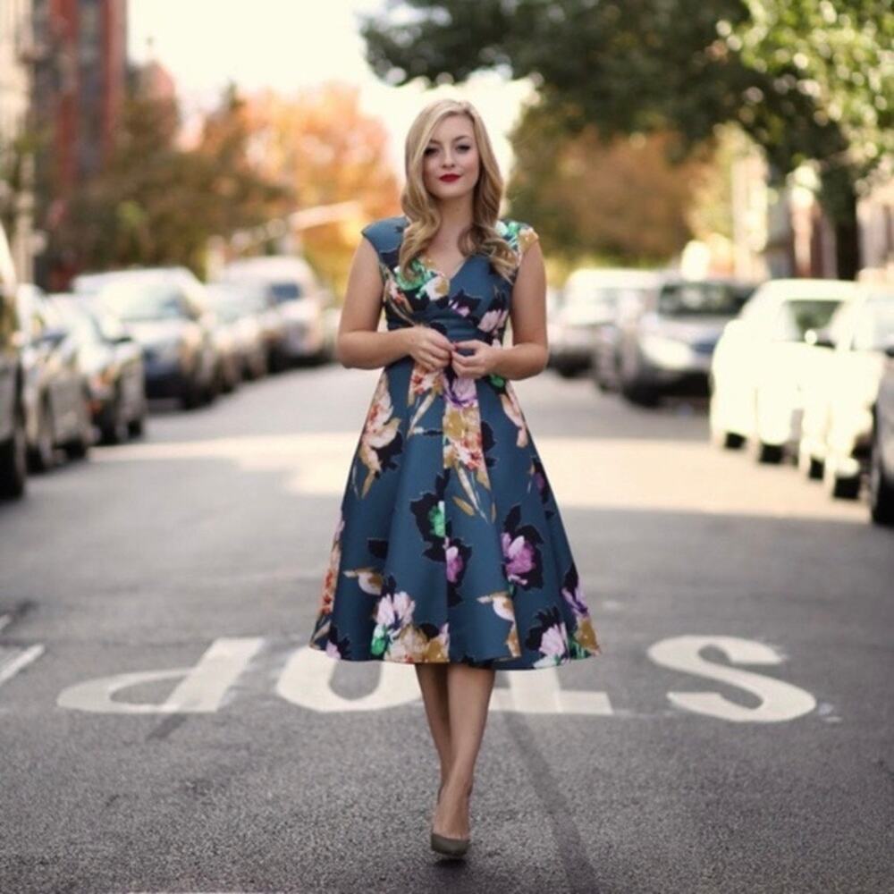 Anthropologie Moulinette Soeurs Green Floral Baikal Dress Sz.2